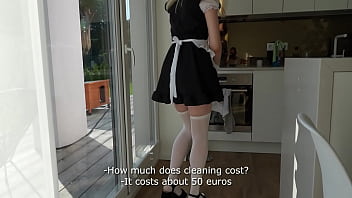 Horny Maid from Room Service made cock cleaning