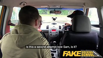 Fake Driving School Exam failure leads to hot sexy blonde car fuck